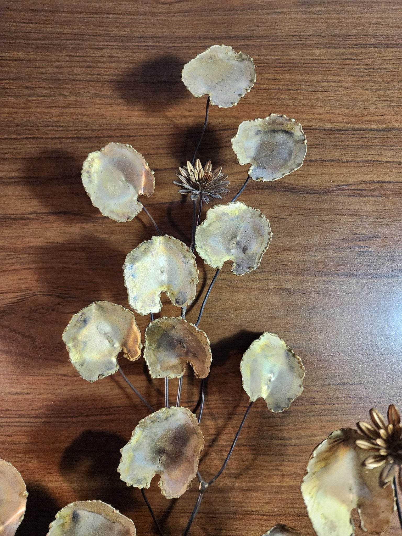 Curtis Jeré - Brass Lily Pad and Flower Wall Art - MCMODSTORE