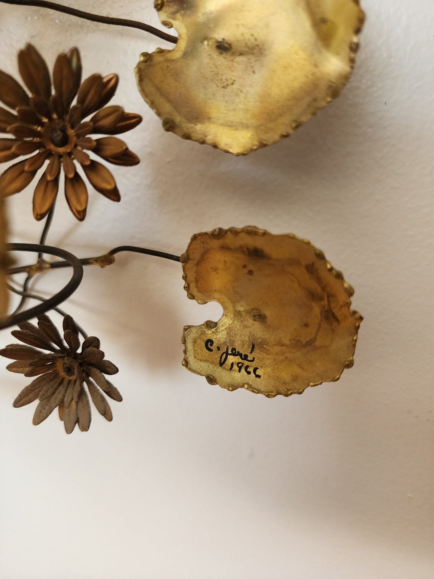 Curtis Jeré - Brass Lily Pad and Flower Wall Art - MCMODSTORE