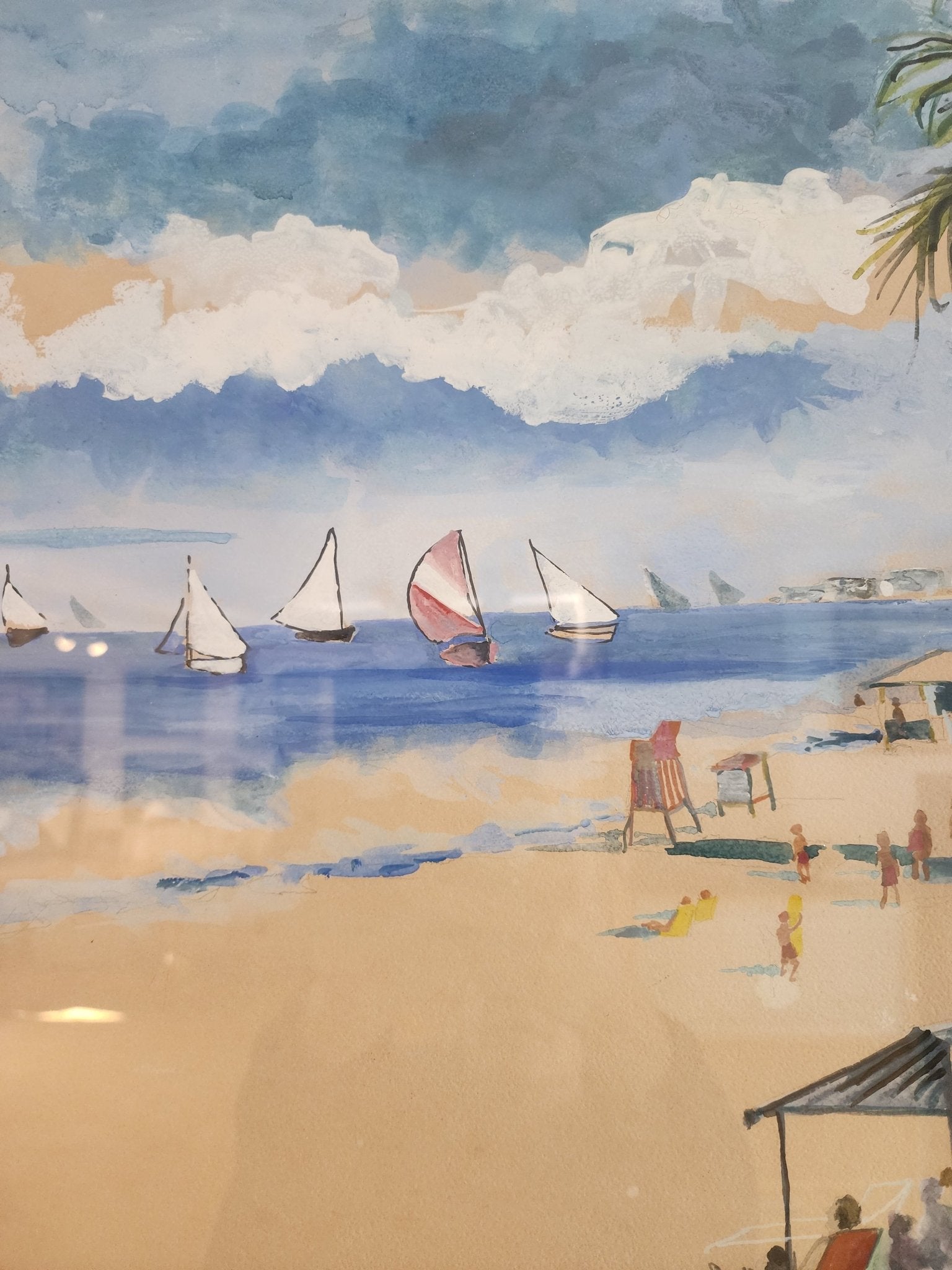 Dong Kingman “Acapulco Beach Scene” (Late 1960s) Watercolor Painting - MCMODSTORE