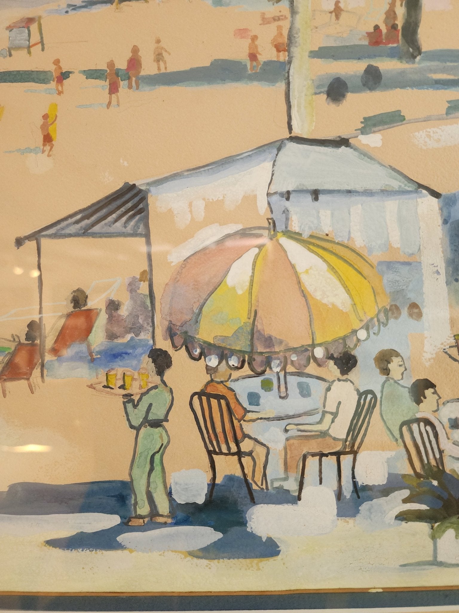 Dong Kingman “Acapulco Beach Scene” (Late 1960s) Watercolor Painting - MCMODSTORE
