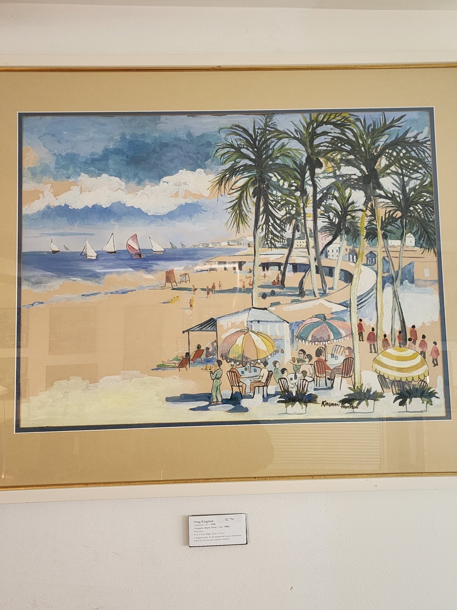 Dong Kingman “Acapulco Beach Scene” (Late 1960s) Watercolor Painting - MCMODSTORE
