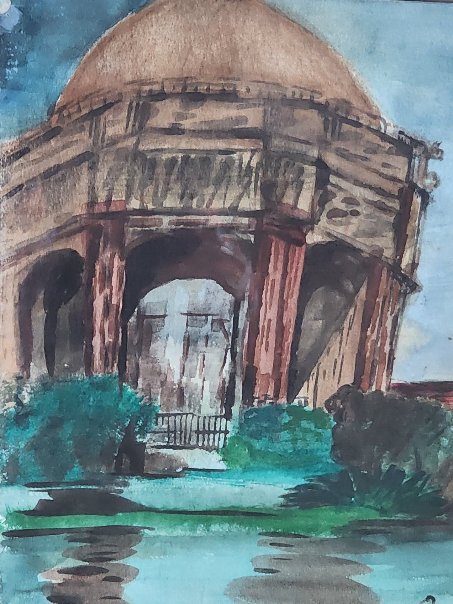 George Booth Post, "Palace of the Arts" Watercolor (1940s) - MCMODSTORE