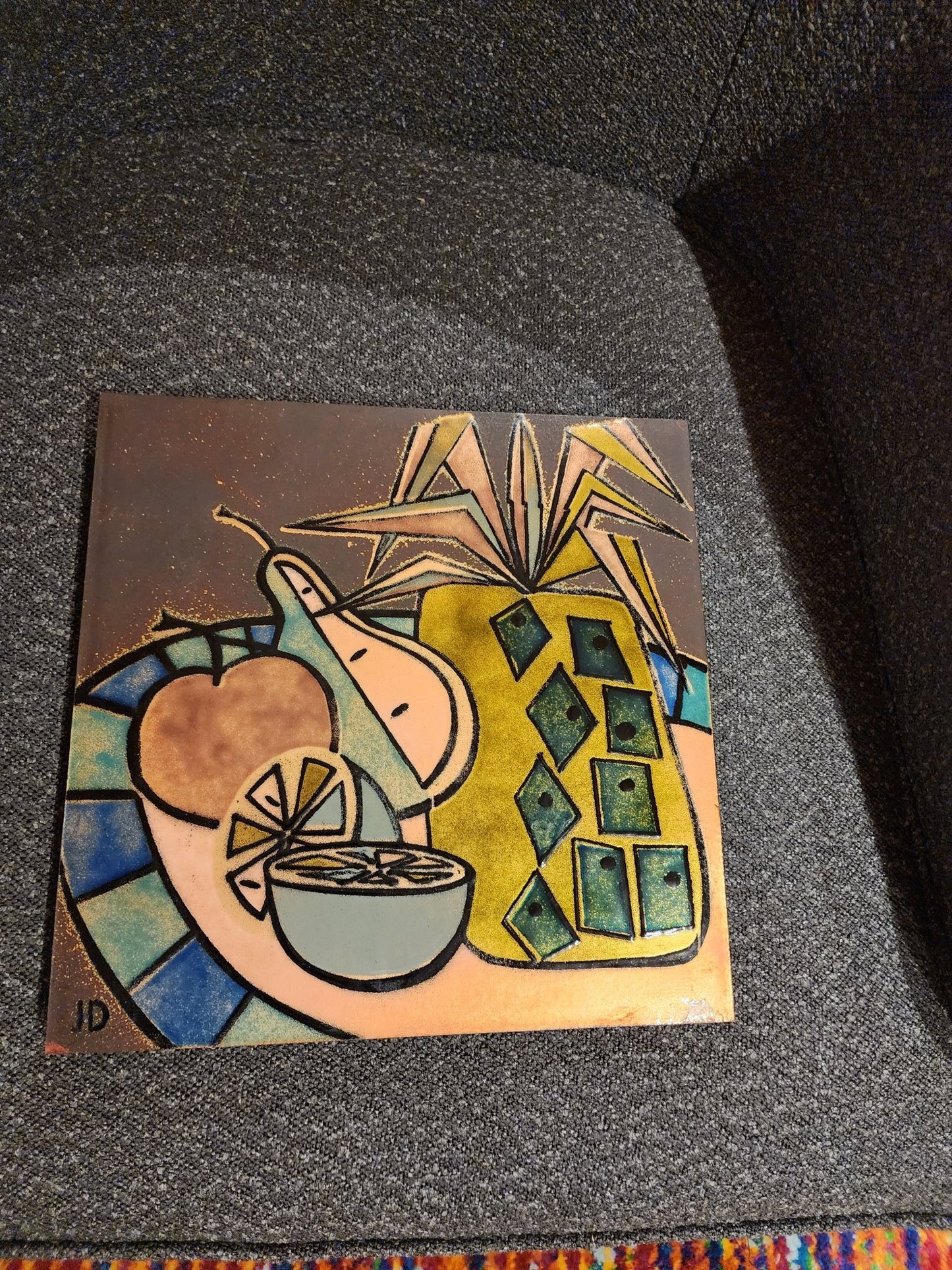 Judith Daner "Fruit Bowl" Wall Art - Enamel on Copper (1950s) - MCMODSTORE