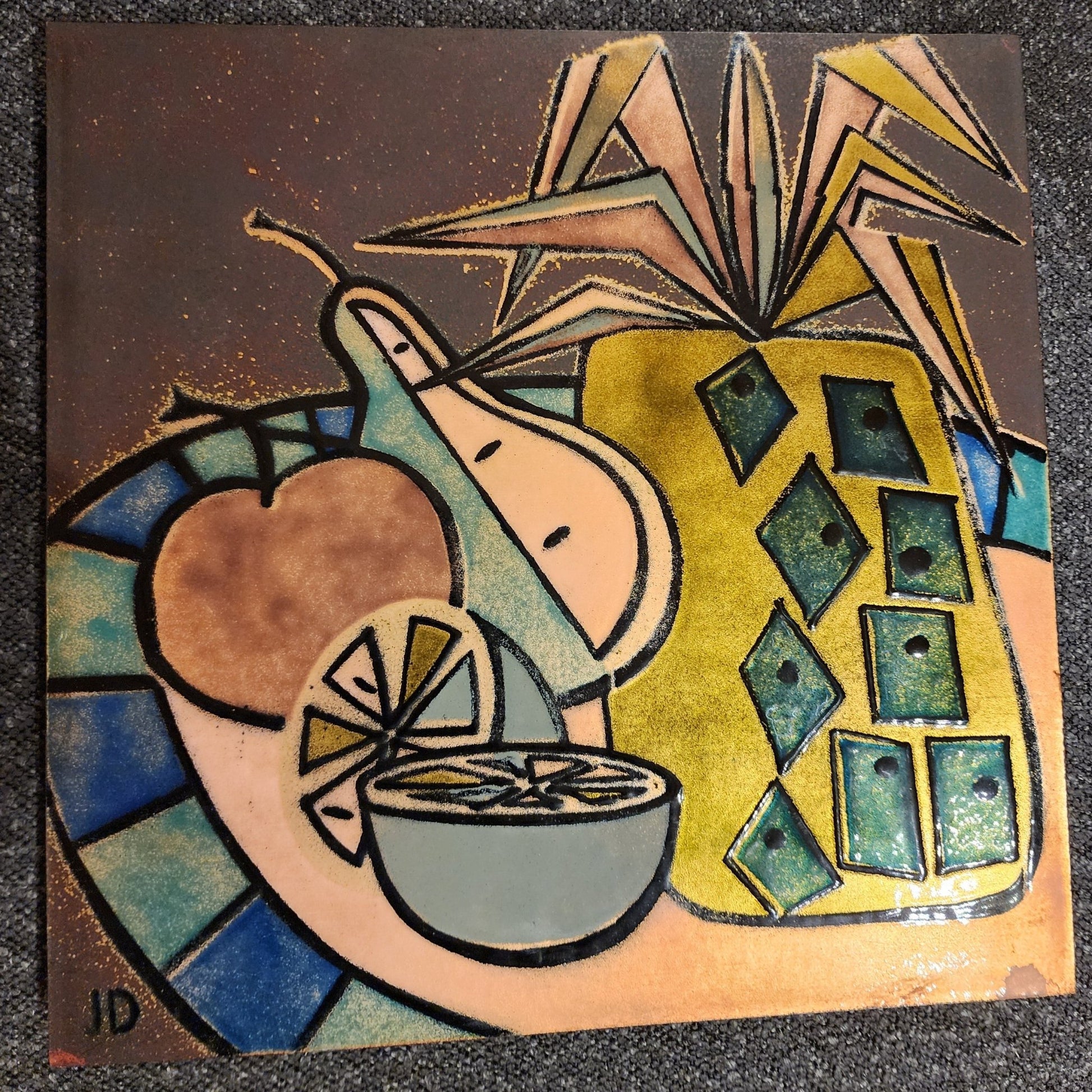 Judith Daner "Fruit Bowl" Wall Art - Enamel on Copper (1950s) - MCMODSTORE