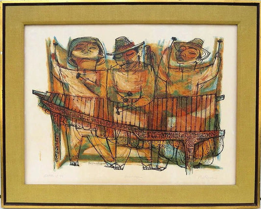 Phil Paradise Colorful "Zanduga" Musicians Lithograph - MCMODSTORE
