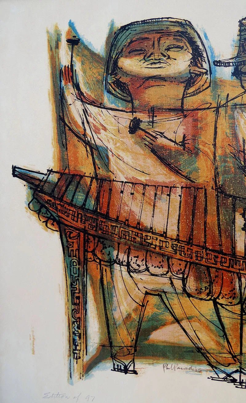 Phil Paradise Colorful "Zanduga" Musicians Lithograph - MCMODSTORE