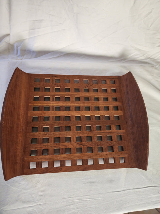 Vintage MCM Teak Lattice Tray - MCMODSTORE