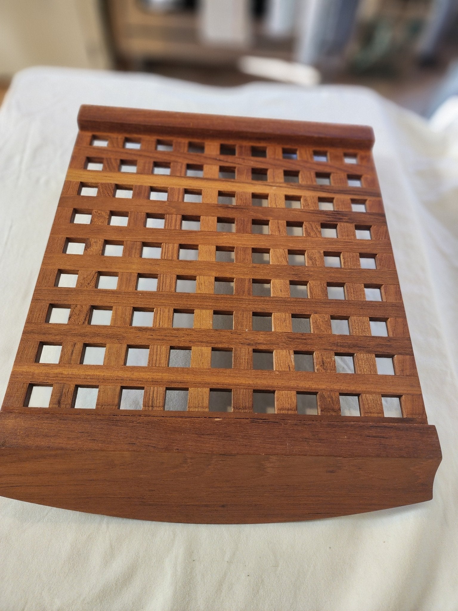 Vintage MCM Teak Lattice Tray - MCMODSTORE