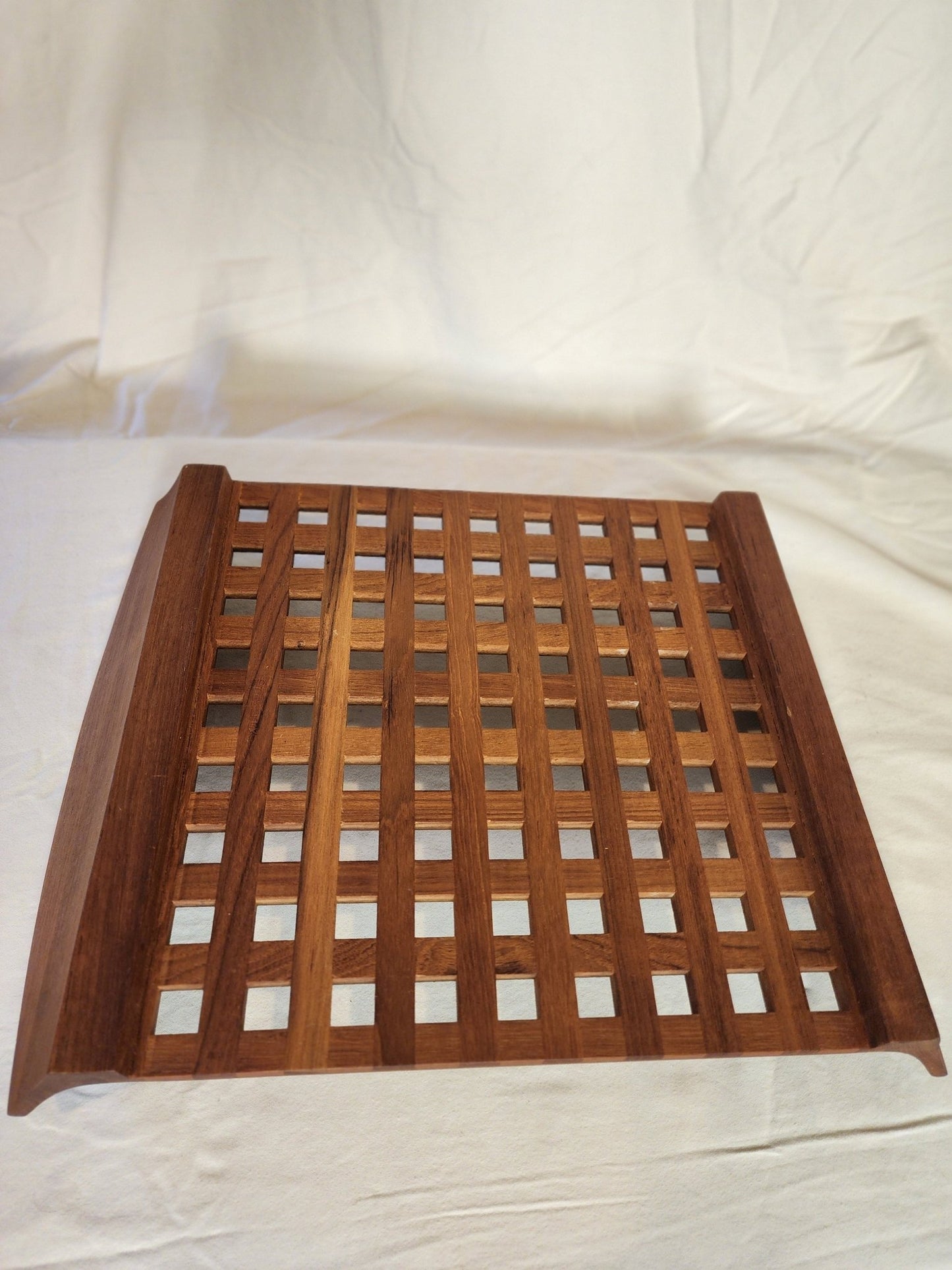 Vintage MCM Teak Lattice Tray - MCMODSTORE