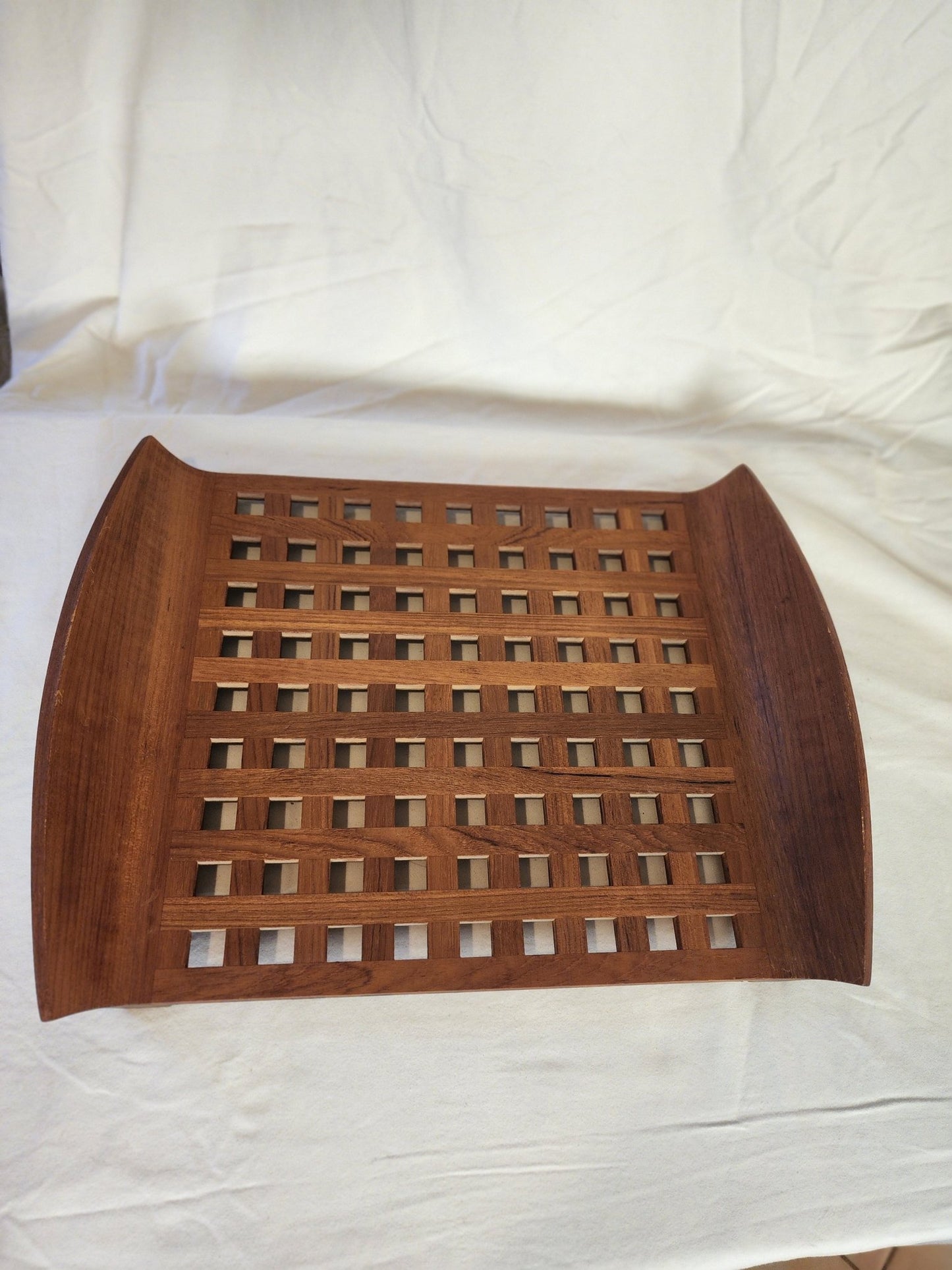Vintage MCM Teak Lattice Tray - MCMODSTORE